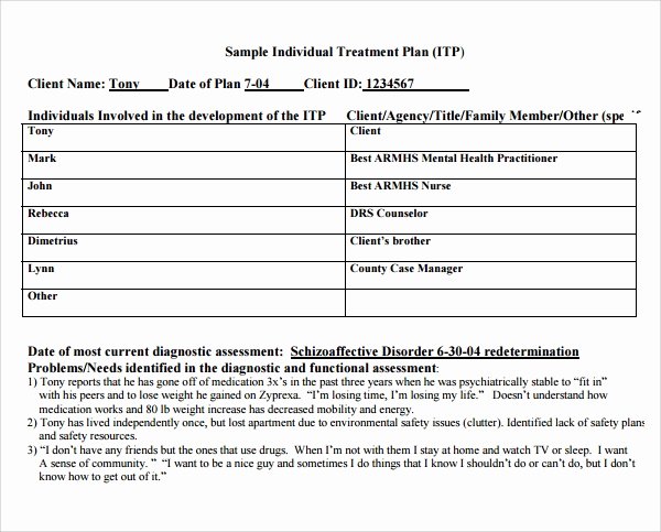 Counseling Treatment Plan Template Fresh Sample Treatment Plan Template 9 Free Documents In Pdf