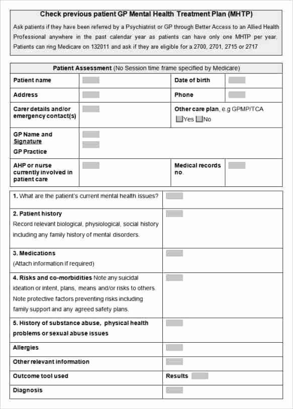Counseling Treatment Plan Template Pdf Lovely 38 Free Treatment Plan Templates In Word Excel Pdf