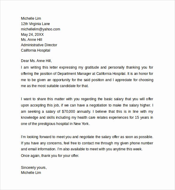 Counter Offer Letter Template New Sample Counter Fer Letter 6 Free Documents Download