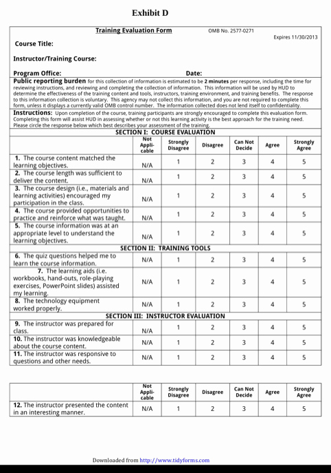 Course Evaluation Template Word Awesome Download Training Evaluation form for Free formtemplate