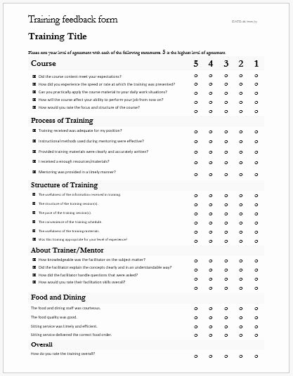 Course Evaluation Template Word Beautiful Training Feedback &amp; Evaluation forms for Ms Word