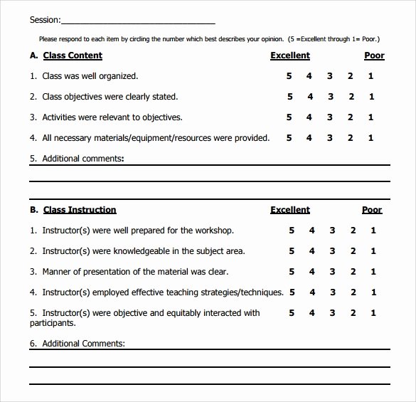 Course Evaluation Template Word Inspirational Course Evaluation forms Sample 8 Free Examples format