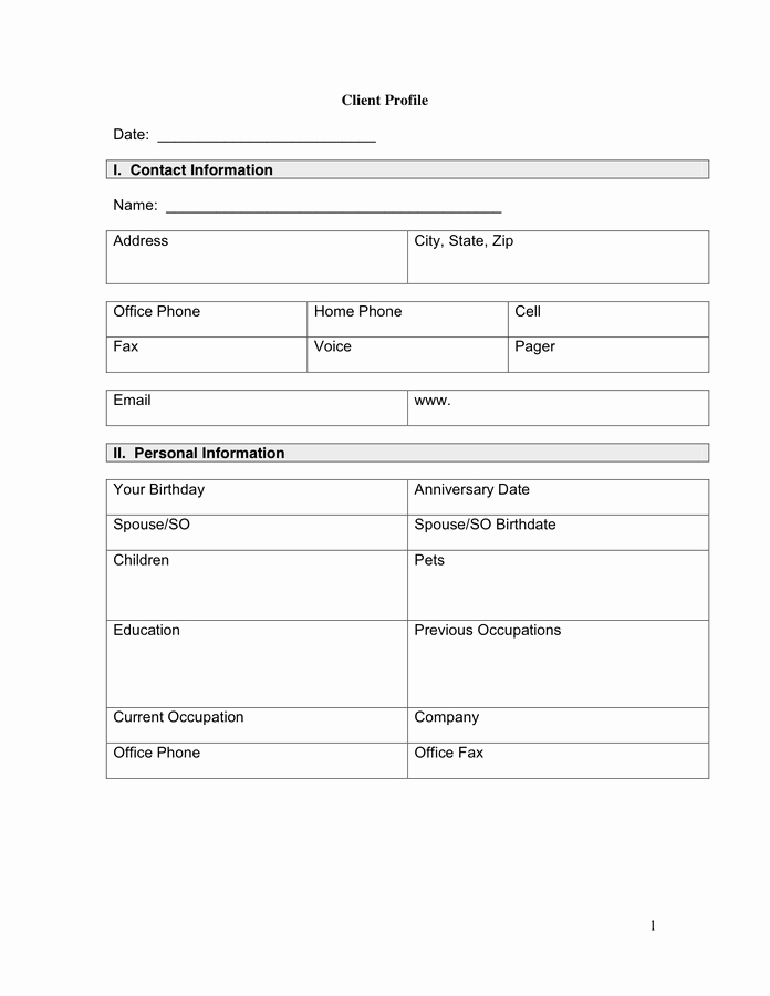 Customer Profile Template Word Awesome Example Client Profile In Word and Pdf formats
