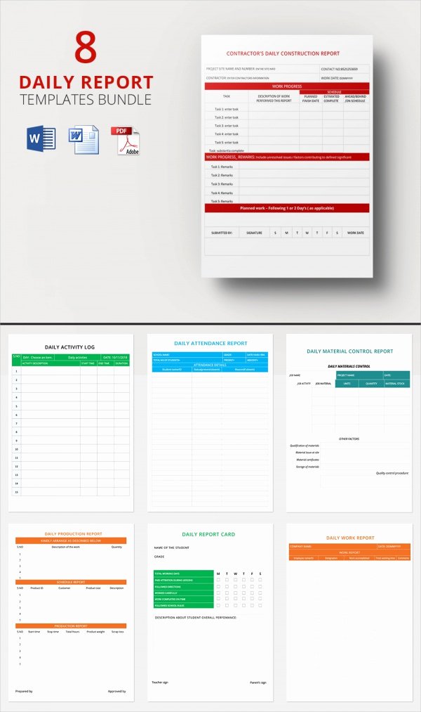 Daily Activity Report Template Awesome Sample Daily Work Report Template 16 Free Documents In Pdf