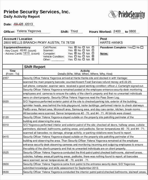 Daily Activity Report Template Beautiful 20 Sample Activity Reports Pdf Pages Word Docs