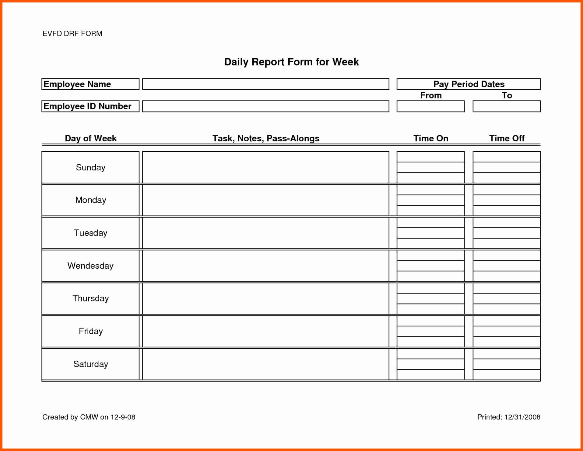 Daily Activity Report Template Beautiful Daily Job Report Template E Checklist that You Should