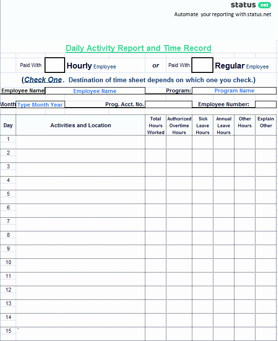 Daily Activity Report Template Best Of 3 Best Examples Daily Report Template