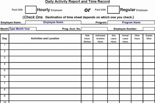 Daily Activity Report Template Best Of 3 Daily Report Template Free Download