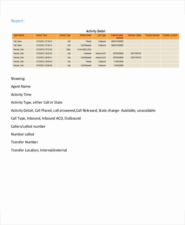 Daily Activity Report Template Unique 9 Daily Call Report Templates Pdf Word Pages