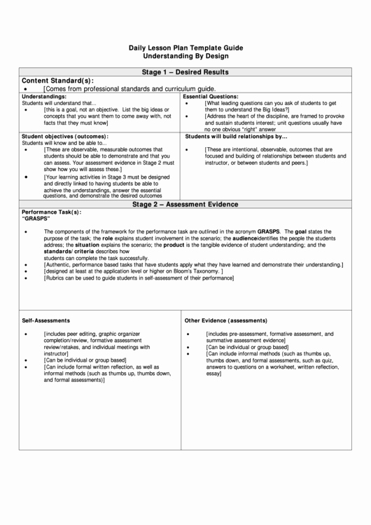 Daily Lesson Plan Template Pdf Best Of Understanding by Design Daily Lesson Plan Template