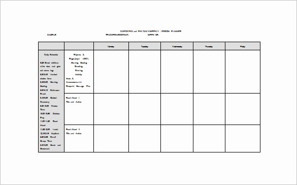 Daily Lesson Plan Template Pdf Elegant Weekly Lesson Plan Template 9 Free Word Excel Pdf