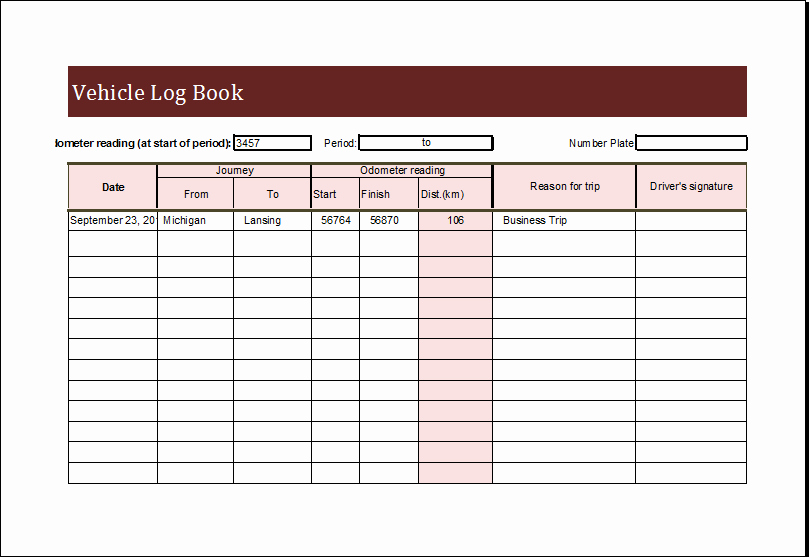 Daily Log Book Template Lovely Vehicle Log Book Template for Ms Excel