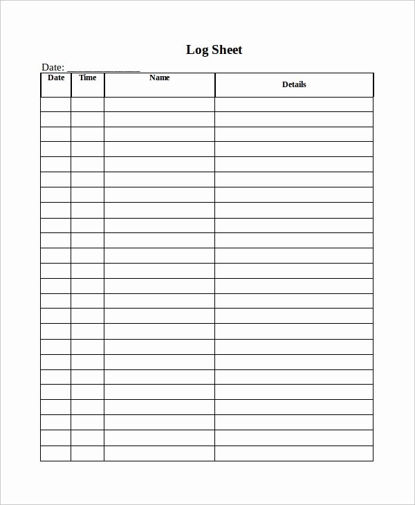 Daily Log Book Template Luxury Log Sheet Template 23 Free Word Excel Pdf Documents