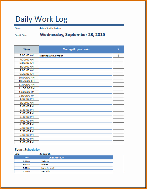 Daily Log Book Template New 5 Daily Work Log Template