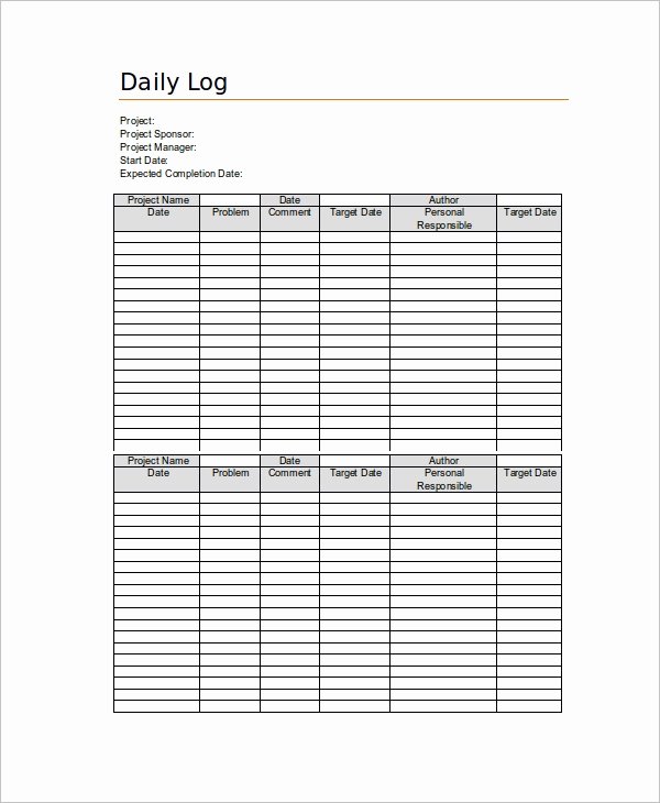 Daily Log Sheet Template Free Luxury Daily Log Template – 09 Free Word Excel Pdf Documents
