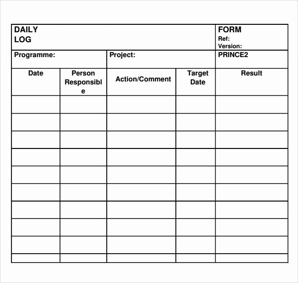 Daily Log Sheet Template Free Unique Free 15 Sample Daily Log Templates In Pdf
