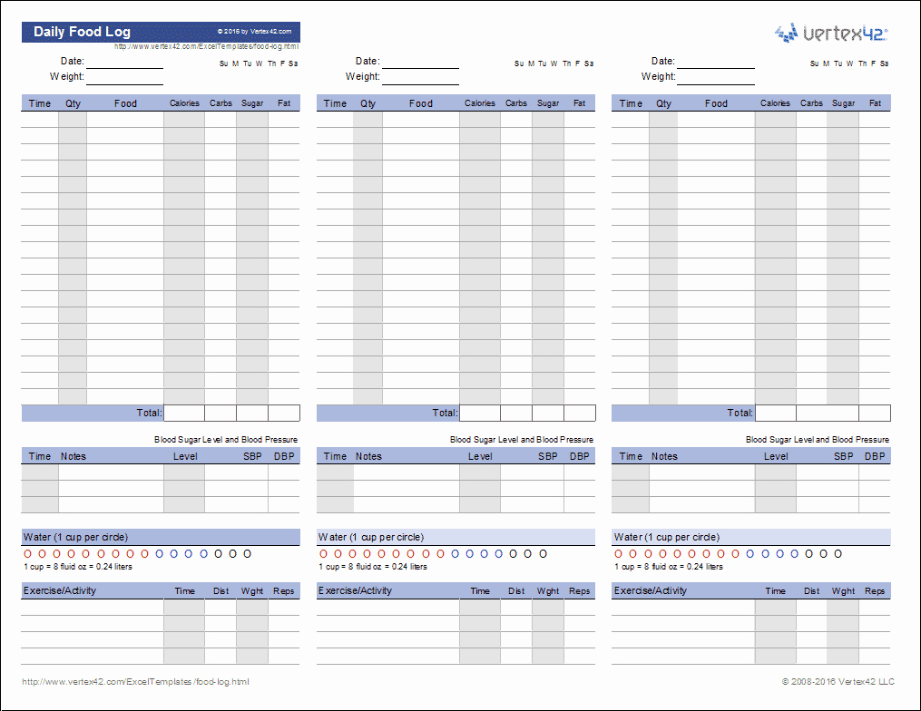 Daily Log Template Excel Awesome Food Log Template