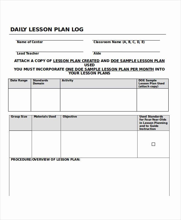 Daily Log Template Excel Inspirational Daily Lesson Log Templates