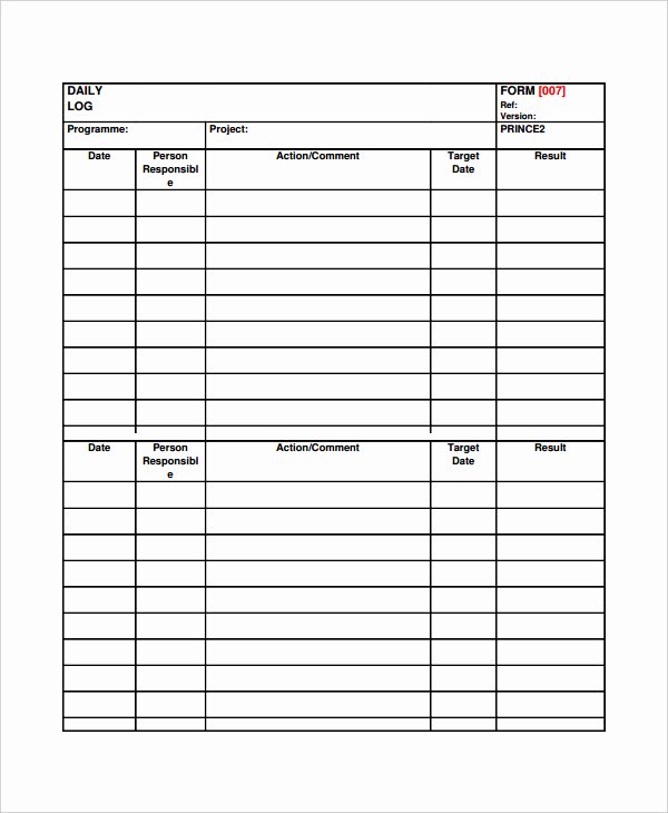 Daily Log Template Excel Inspirational Daily Log Template for Construction – Printable Schedule