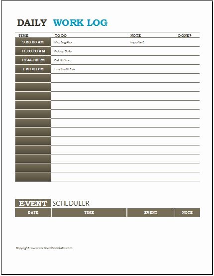 Daily Log Template Excel Inspirational Daily Work Log Templates for Ms Word &amp; Excel