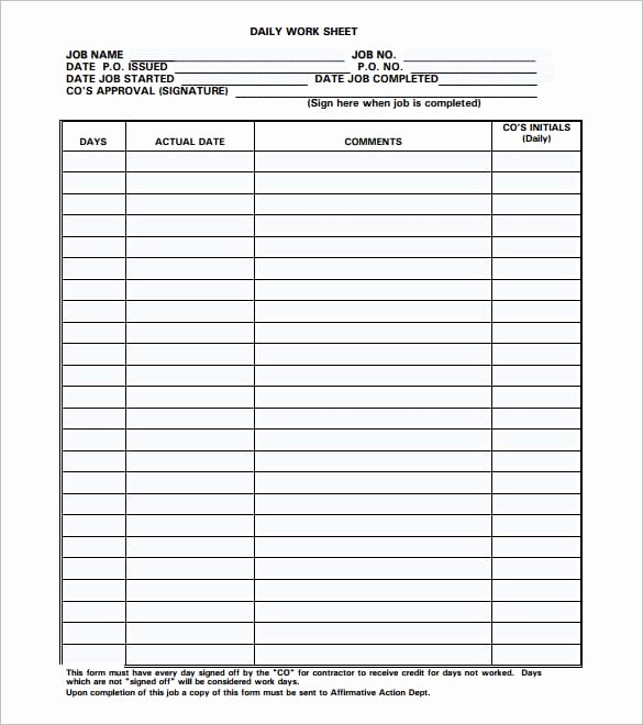 Daily Log Template Excel Unique Daily Work Log Templates