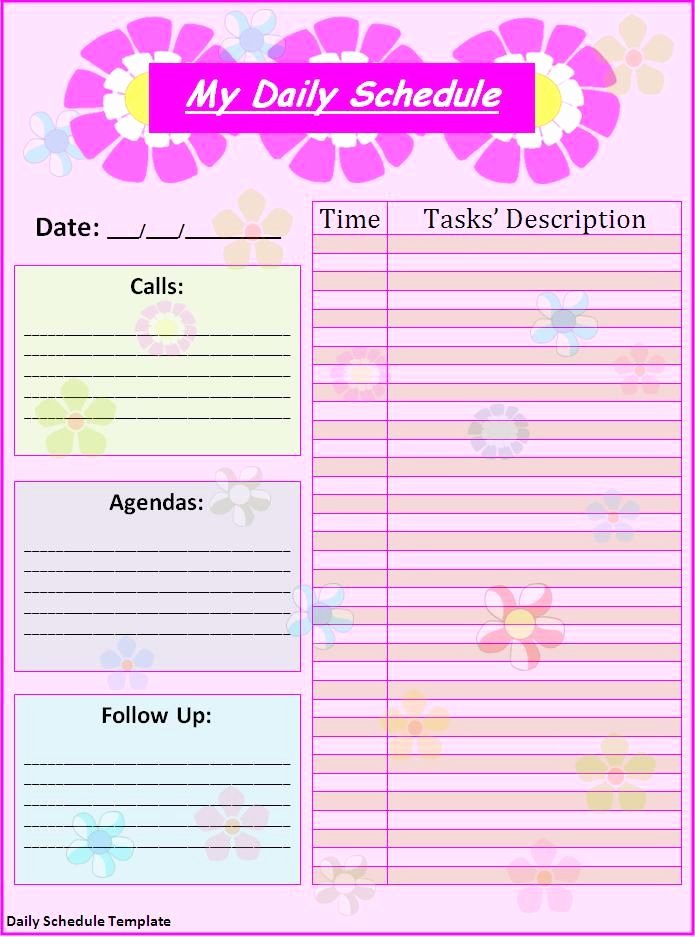 Daily Schedule Template for Kids Unique Schedule Templates Free Printable