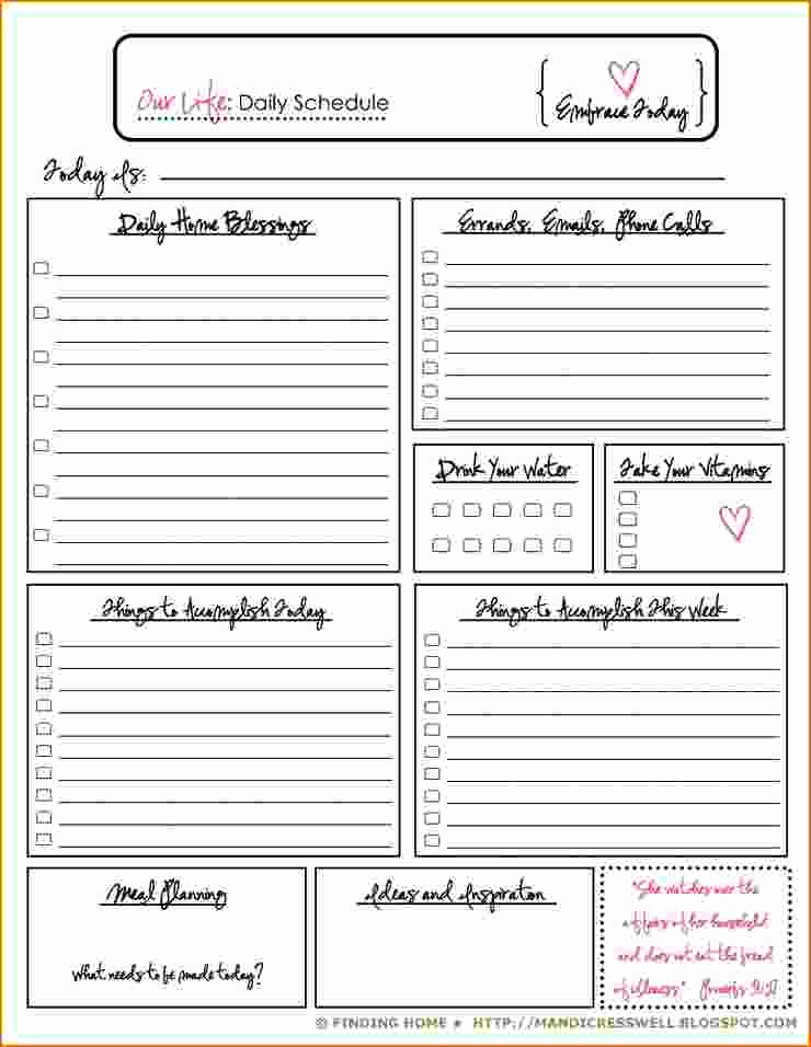 Daily Schedule Template Pdf Beautiful 5 Daily Schedule Template Pdf