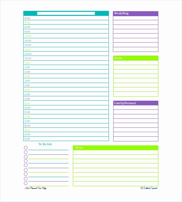 Daily Schedule Template Pdf New Daily Planner Template Excel – Planner Template Free