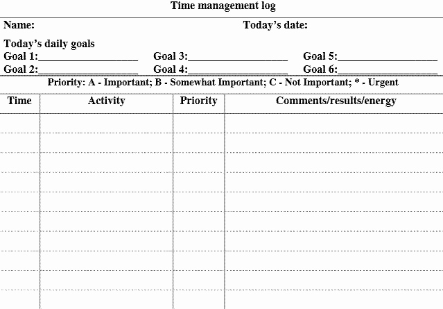 Daily Time Log Template Awesome 5 Free Time Management forms