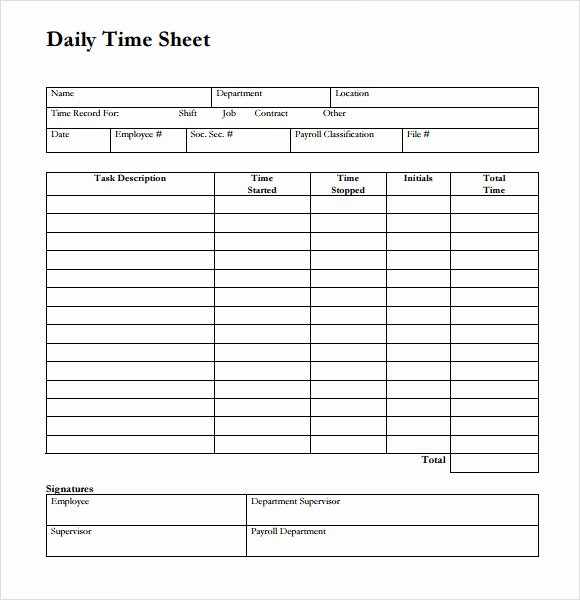 Daily Time Log Template Elegant Sample Time Sheet 23 Example format