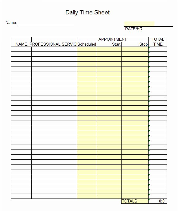 Daily Time Log Template Fresh Excel Timesheet Sample 18 Documents In Excel
