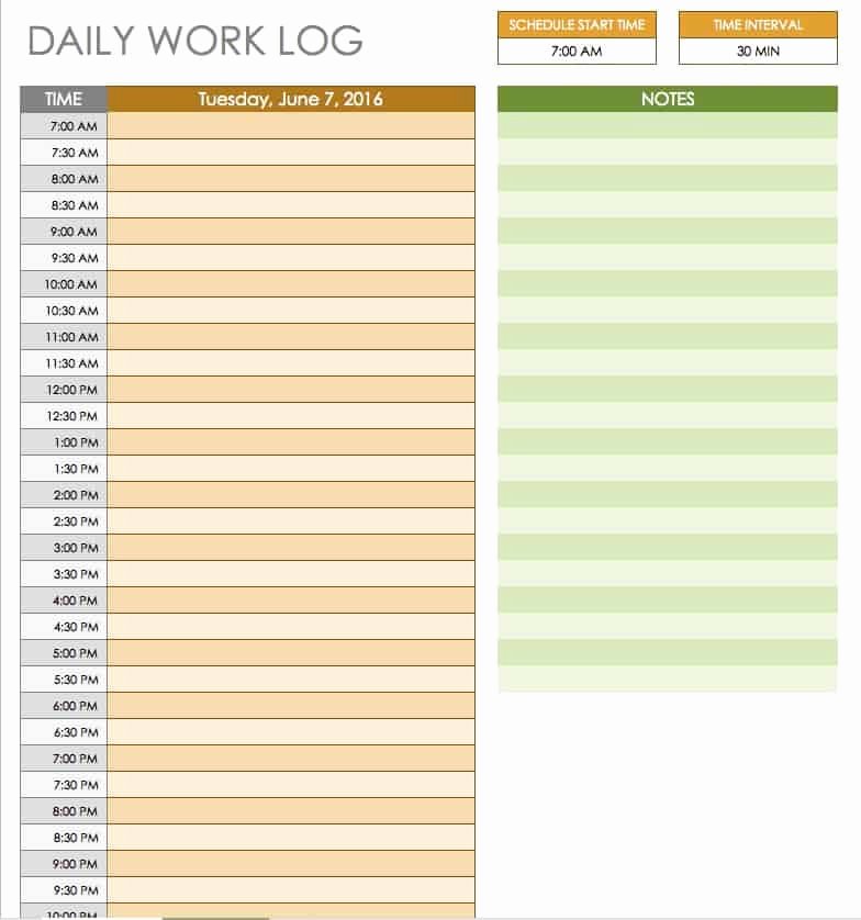 Daily Time Log Template Unique Free Daily Schedule Templates for Excel Smartsheet