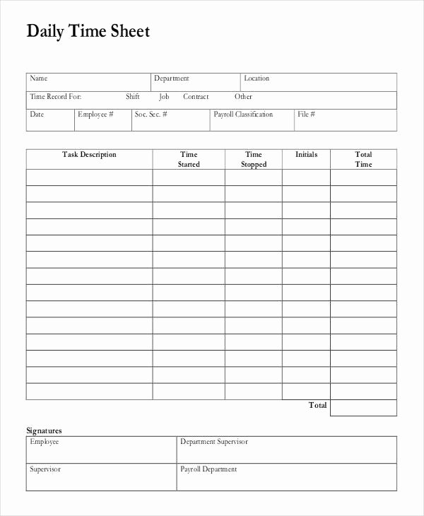 Daily Timesheet Excel Template Elegant 14 Daily Timesheet Templates Free Word Pdf format