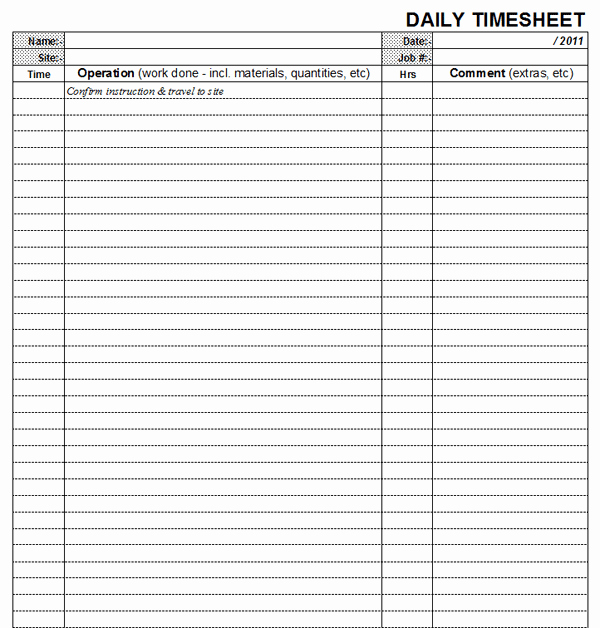 Daily Timesheet Excel Template Lovely Daily Timesheet Template 4