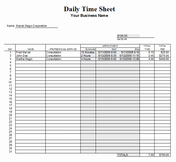 Daily Timesheet Excel Template Unique Daily Time Sheet Printable Printable 360 Degree