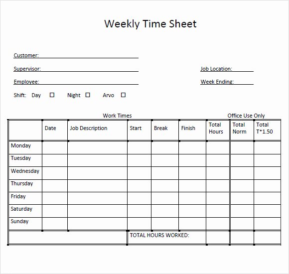 Daily Timesheet Template Free Printable Luxury Sample Weekly Timesheet Template 13 Free Documents