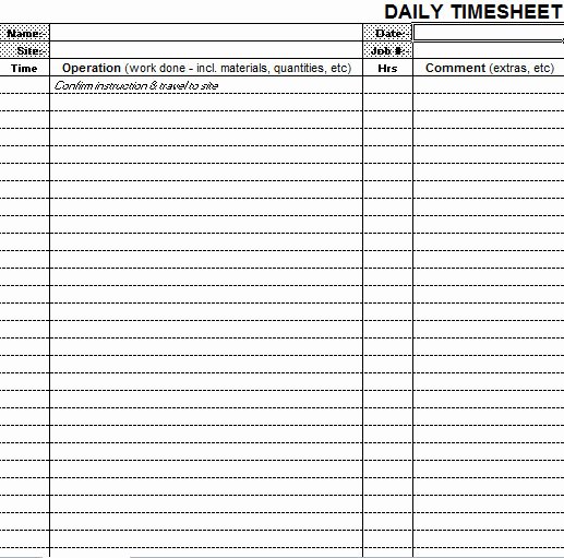 Daily Timesheet Template Free Printable New 8 Best Of Blank Printable Timesheets Free