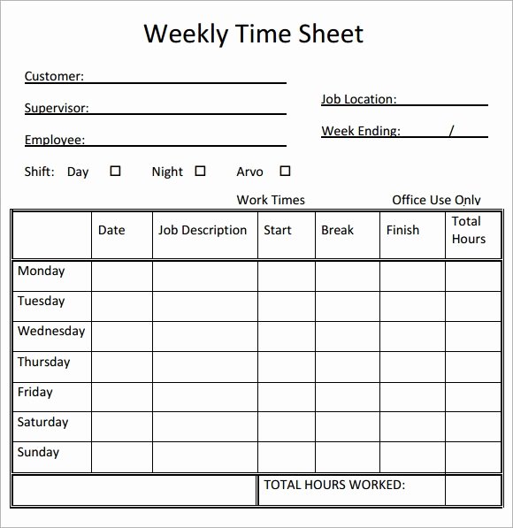 Daily Timesheet Template Free Printable New Weekly Timesheet Template 8 Free Download In Pdf