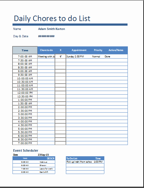 Daily to Do List Template Best Of Daily Chores Template Calendar June