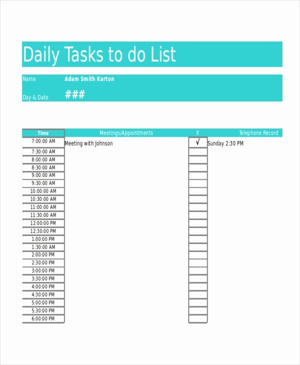 Daily to Do List Template Luxury Work to Do List Template 6 Free Word Excel Pdf