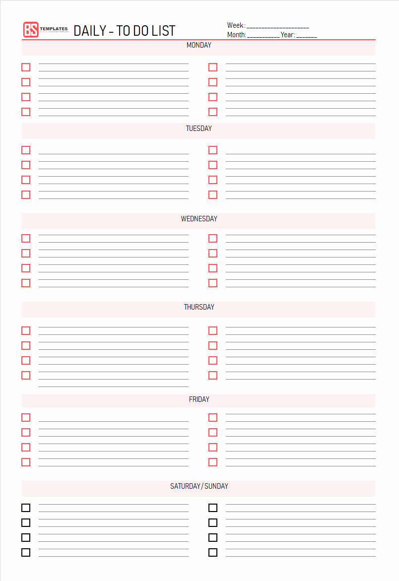 Daily to Do List Template Unique Printable to Do List Template – Excel Sample Example Pdf
