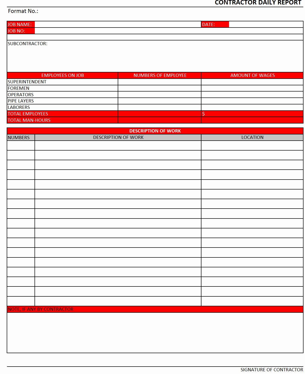 Daily Work Report Template Beautiful Construction Daily Report Template Excel Work