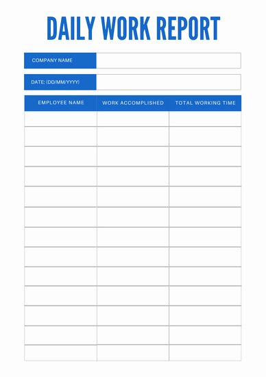 Daily Work Report Template Best Of Customize 97 Daily Report Templates Online Canva