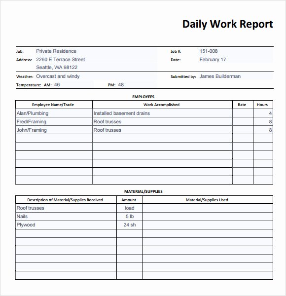 Daily Work Report Template Fresh Free 26 Sample Daily Reports In Google Docs