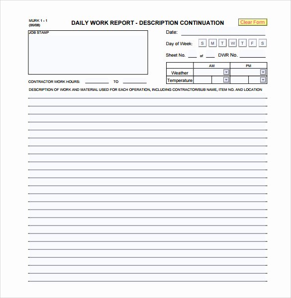 Daily Work Report Template Inspirational Daily Report 7 Free Pdf Doc Download