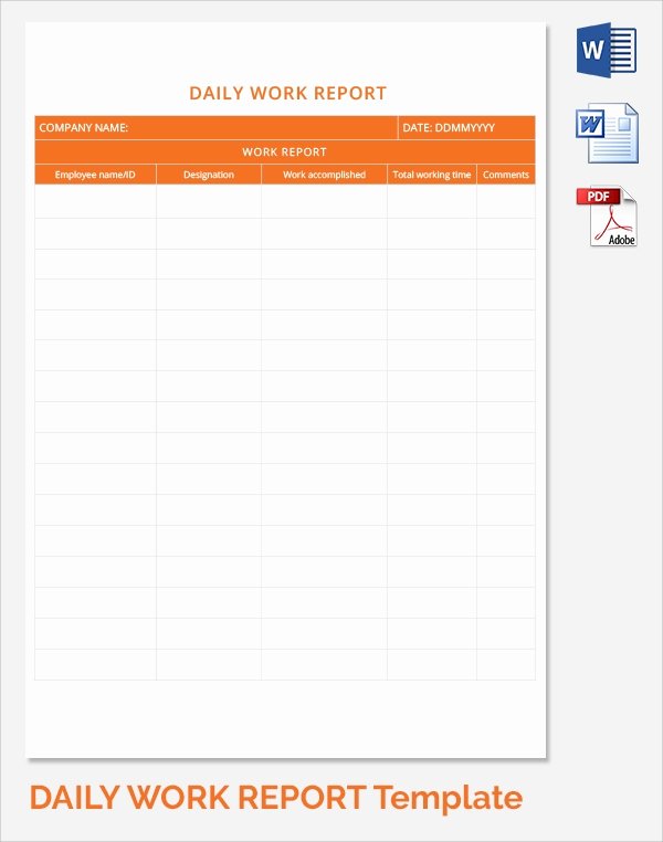 Daily Work Report Template Unique Sample Daily Work Report Template 22 Free Documents In