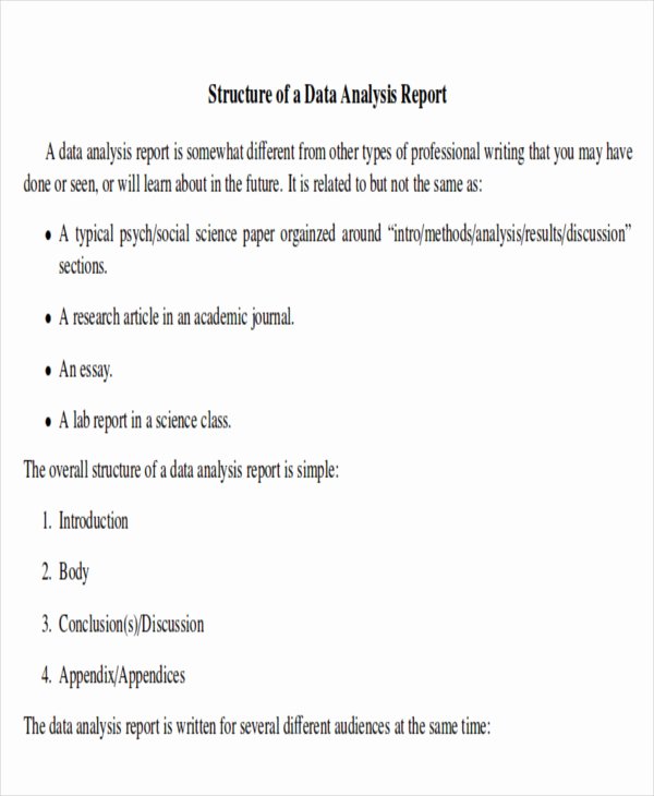 Data Analysis Report Template Beautiful 41 Report format Samples