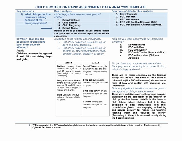 Data Analysis Report Template Best Of Child Protection Rapid assessment Data Analysis Template