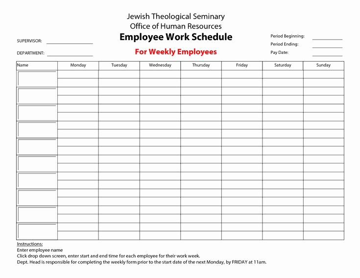 Daycare Staff Schedule Template Beautiful 20 Hour Work Week Template