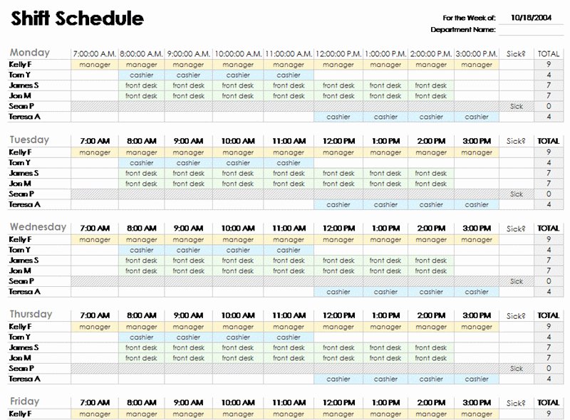 Daycare Staff Schedule Template New Employee Schedule Template In Excel – Printable Schedule
